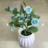 Simulated flower bouquet, 5-fork spring scenery, Korean rose, home decoration, artificial flower, wedding photography, set decoration and props Specification image